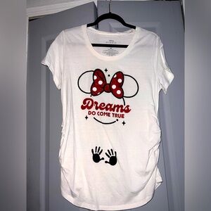 🐭Minnie Mouse Maternity White Graphic Tee with Red and Black Design size M